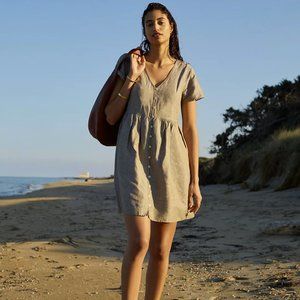 Madewell Alexandra button front linen mini dress